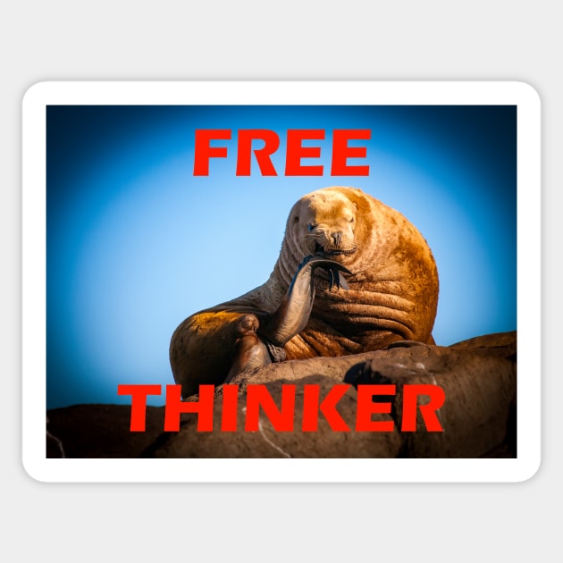 Free Thinker - Steller Sea Lion Sticker by naturediver